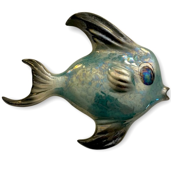 Tropic Treasures by Ceramicraft Fish Hanging Wall Pocket Planter Blue Vintage - Picture 1 of 8